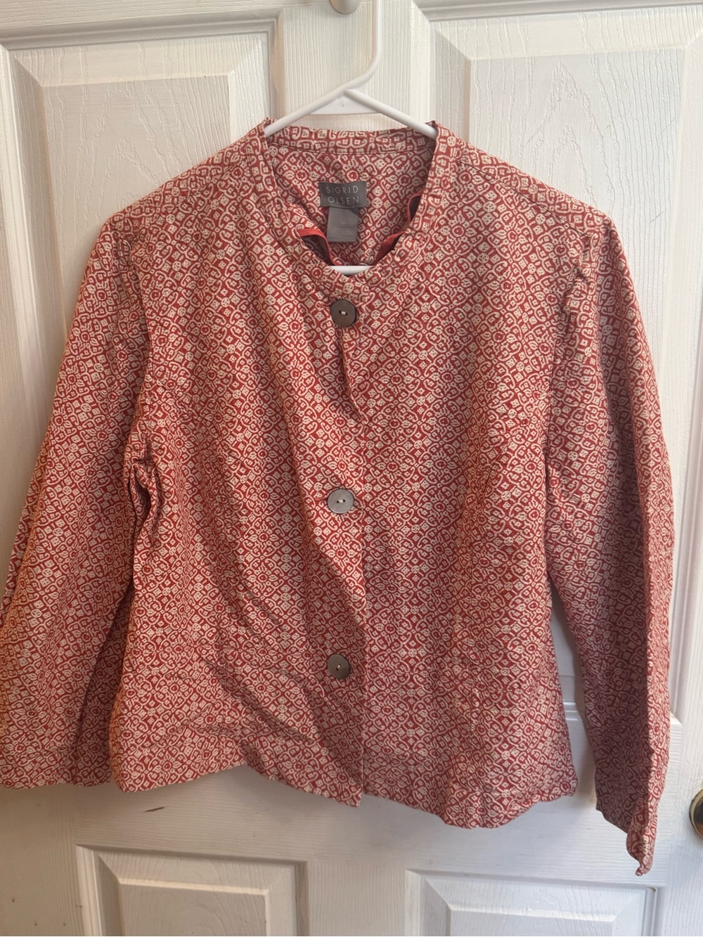 Y2k Sigrid Olsen Red & White Patterned Blazer Jacket size 14